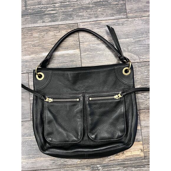 FOSSIL Karli‎ Black Pebbled Leather Hobo Shoulder Bag Vintage Rare 90’s - Picture 1 of 11